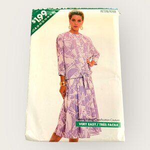 Vintage 1980s Butterick Sewing Pattern 5811 Misses Top Skirt Size 8-20